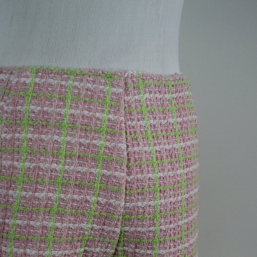 Zara Pink Green Plaid Tweed Skort Mini Skirt Preppy Tennis Style Size M - Picture 6 of 10